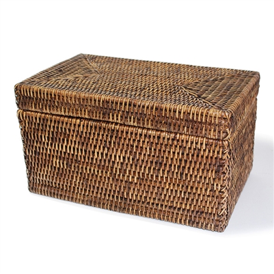 Rectangular Storage Basket with Lid - AB 11.5x7x6.5'H